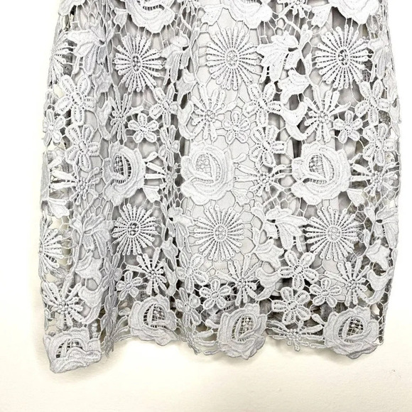 Lulu's Women's M Love Poem Light Grey Floral Lace Crochet Halter Mini Dress - Picture 8 of 11